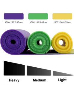 Resistance Band Set, 3 Pack Latex Exercise Bands with 3 Levels, Skin-Friendly Elastic Workout Bands for Core Exercise, Physical Therapy, Yoga, Pilate (3) 13 81HG2VSI0qL