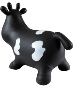 AppleRound Cow Bouncer with Air Pump, Inflatable Space Hopper, Ride-on Bouncy Animal (Black) Black 11 81HG6GmUcwL