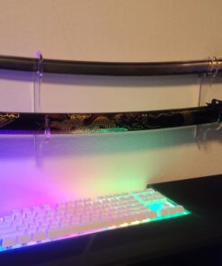 Makoto Hand Forged Razor Sharp 41" Black Samurai Katana Sword - Hand Painted High Gloss Black Scabbard Dragon_Round Tsuba 24 81HH7TgQJSL