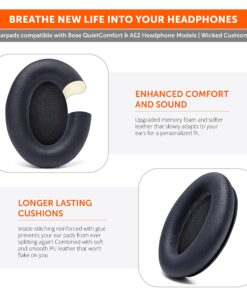 WC Upgraded Replacement Ear Pads for Bose QC15 Headphones Made by Wicked Cushions- Supreme Comfort - Compatible with QC25 / QC2 / AE2 / AE2i / AE2W - Extra Durable | (PU Leather) 29 81HHCfdzJyL