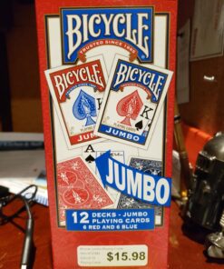 Alternative view of Bicycle Poker Standard Size Jumbo Face Index Playing Cards, Blue/Red, 12 Piece