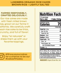 Lundberg Organic Brown Rice Cakes Lightly Salted, 8.5 Oz 11 81HIjkKmzHS