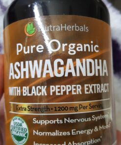 NUTRAHERBALS Ashwagandha Supplement Made with Premium Ashwaganda Root Powder 1200mg with Black Pepper Extract for Increased Absorption - 120 Vegi Capsules 31 81HJSkmqd L