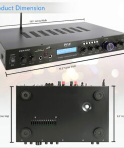 Pyle 5 Channel Rack Mount Bluetooth Receiver, Home Theater Amp, Speaker Amplifier, Bluetooth Wireless Streaming, MP3/USB/SD/AUX/FM Radio, 200 Watt, with Digital ID3 LCD Display - PDA7BU, Black Basic Features 26 81HKzseo5 L