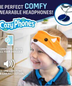 CozyPhones Kids Headphones Volume Limited with Thin Speakers & Super Soft Fleece Headband - Perfect Toddlers & Children's Earphones for Home, School & Travel - Fox 21 81HNGdOLlbL