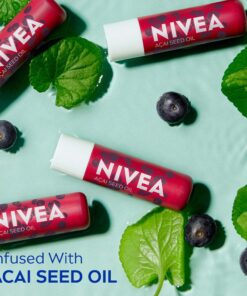 NIVEA Vegan Lip Care Variety Pack, Acai Seed Oil Shea Butter Lip Balm Sticks and Hemp Seed Oil Shea Butter Lip Balm Sticks, Pack of 4 Acai and Hemp 4 Count (Pack of 1) 35 81HQ5lIeOyL