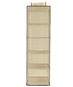 Ziz Home Hanging Closet Organizer | 5 Shelf Beige | Closet Hanging Organizer | Closet Organizer Hanging Shelves | Sweater Hanging Organizer | Hanging Clothes Storage Hanging Shelf Closet Organizer 2 7 81HQYJ6wbjL