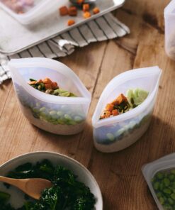 Stasher Reusable Silicone Storage Bag, Food Storage Container, Microwave and Dishwasher Safe, Leak-free, Bundle 2-Pack Bowls, Clear 14 81HQrwX2bUL