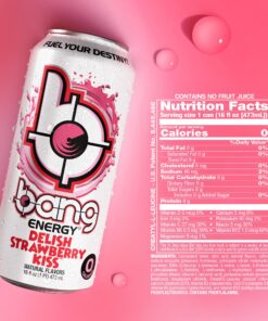 Bang Energy Delish Strawberry Kiss, Sugar-Free Energy Drink, 16 Fl Oz (Pack of 12) 16 Ounce (Pack of 12) 16 81HRIVmQ8aL