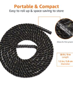 Amazon Basics Battle Exercise Training Rope - 30/40/50 Foot Lengths, 1.5/2 Inch Widths 30 ft. x 1.5 in. 17 81HRz6Tm8uL