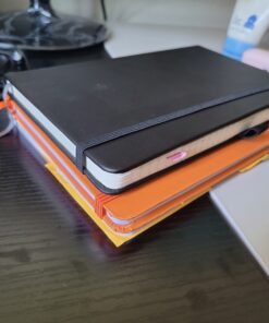 Huhuhero Lined Notebook Journal, 120Gsm Thick Paper Journals for Writing, 5 Pack Hardcover Leather Notebooks for Men Women, Daily Journal for Work Business Note Taking, Office School Supplies 5"×8.25" Black 27 81HS2qQklEL