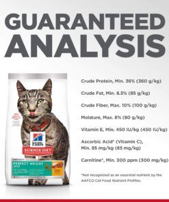 Hill's Science Diet Dry Cat Food, Adult, Perfect Weight for Healthy Weight & Weight Management, Chicken Recipe, 15 lb. Bag 15 Pound (Pack of 1) 31 81HTkvK8joL