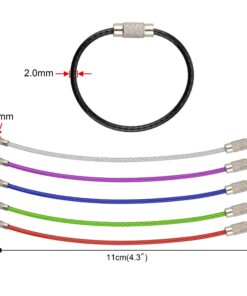 Keychain, Wisdompro 20 Pack of 4.3 Inches Stainless Steel Wire Ring 2mm Cable Loop Rings for Hanging Luggage Tag, Keyrings and ID Tag Keepers (Pack of 20-4.3 inch) 6-color 4.3" 20Pack 14 81HUaRLo48L 1
