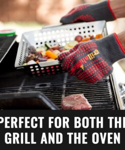 Grillaholics Barbecue Gloves, Top Cooking Gloves in Barbeque Grilling Accessories, 660°F Heat Resistant with ThermoMatrix™ Silicone, Protect Your Hands with BBQ Oven Mitts 18 81HV IbgilL