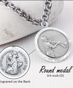 True Faith Jewelry Sterling Silver Saint Christopher Necklace Baseball Sports Medal Pendant, 3/4 Inch 3 81HVi1H9g4L