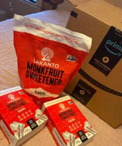 Lakanto Classic Monk Fruit Sweetener Packets - White Sugar Replacement, Zero Net Carbs, Zero Glycemic, Zero Calorie, Sweeten on the Go, Coffee, Lemonade, Other Drinks, Desserts (Classic, 30 Count) 0.11 Ounce (Pack of 30) 15 81HVzilT4tL