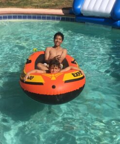 INTEX Explorer Inflatable Boat Series: Dual Air Chambers – Welded Oar Locks – Grab Handles – Bow Rope – Sporty Design Explorer 200 30 81HYUPibTPL