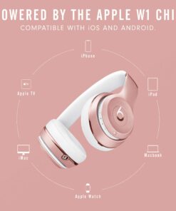 Beats Solo3 Wireless On-Ear Headphones - Apple W1 Headphone Chip, Class 1 Bluetooth, 40 Hours of Listening Time, Built-in Microphone - Rose Gold (Latest Model) Without AppleCare+ 35 81HYjxt8M0L