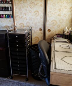 Seville Classics Rolling Utility Organizer Storage Cart, for Home Office, School, Classroom, Scrapbook, Hobby, Craft, 10 Drawer, Black 40 81HbJUd9ZPL