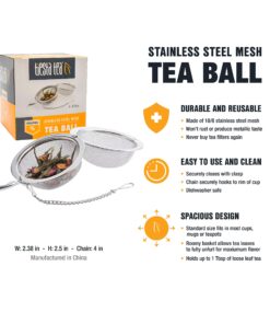 Alternative view of Tiesta Tea - Stainless Steel Tea Ball Strainer for Loose Leaf Tea, Reusable Infuser with Extra Fine Mesh & Chain, Brews Hot, Iced Tea & Coffee, Small Tea Egg Steeper for One Cup - Holds 1 TBSP of Tea