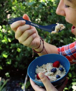 Tapirus 4 Blue Spork to Go Set - Durable and BPA Free Sporks - Spoon, Fork and Knife Combo Utensils Flatware - Mess Kit for Camping, Hunting and Outdoor Activities - Comes in a Carrying Case (Blue) 18 81HcV QXVIL