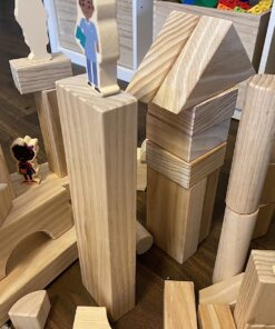 Standard Unit Building Blocks for Toddlers with Storage Tray (64 Pcs) Sanded Wood Blocks for Children, Original STEAM, and STEM Learning, Classic Wooden Toys for Kids Parties and Classrooms 16 81HdvvJ9TL