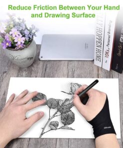 OTraki 4 Pack Artist Gloves for Drawing Tablet Free Size with Two Fingers for Graphics Pad Painting Good for Right or Left Hand - 2.95 x 7.87 inch M Black 27 81HeT6UY5UL