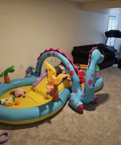Intex Dinoland Inflatable Dinosaur Swimming Pool Kiddie Play Center with Water Slide, Dino Arch Water Sprayer, and Games for Ages 2 and Up, Multicolor 1 40 81Hg8PyWL