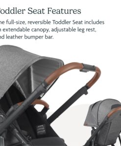 UPPAbaby Vista V2 Stroller|Convertible Single-To-Double Stroller System|Bassinet, Toddler Seat, Bug Shield, Rain Shield, and Storage Bag Included|Greyson (Charcoal Mélange/Carbon Frame/Saddle Leather) Greyson 10 81HhxozLs L