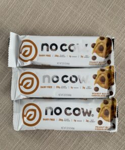 No Cow High Protein Bars, Peanut Butter Chocolate Chip, 20g Plant Based Vegan Protein, Keto, Low Sugar, Low Carb, Low Calorie, Gluten Free, Naturally Sweetened, Dairy Free, Non GMO, Kosher, 12 Pack 12 Count (Pack of 1) 23 81HjKH3dTZL