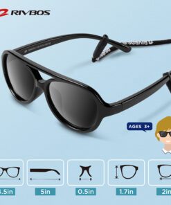 RIVBOS Kids Sunglasses Polarized UV Protection Flexible Rubber Glasses Shades with Strap for Boys Girls RBK004 004-1 Black 10 81HkqYafvsL