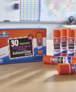 Elmer's Disappearing Purple School Glue Sticks, Washable, 7 Grams, 30 Count 20 81HlwxKEGqL