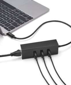 Amazon Basics USB 3.1 Type-C to 3 Port USB Hub with Ethernet Adapter - Black 1-Pack Cable 13 81HnK4720xL