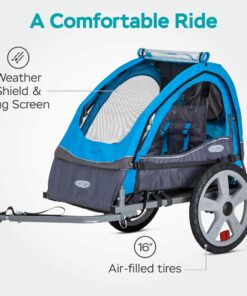 Instep Bike Trailer for Toddlers, Kids, Single and Double Seat, 2-In-1 Canopy Carrier, Multiple Colors Blue Single Seat 21 81HnVJvDkYL