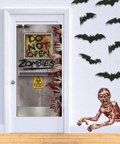 Beistle Zombie Lab Door Cover, 5’ x 30” – Plastic for Indoor & Outdoor Use – Easily Display – Halloween Decorations, Horror Front Door Cover, Scary Haunted Decor Zombies Lab 13 81HnnUDbXlL
