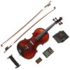 Mendini By Cecilio Violin - MV500+92D - Size 4/4 (Full Size), Black Solid Wood - Flamed, 1-Piece Violins w/Case, Tuner, Shoulder Rest, Bow, Rosin, Bridge & Strings - Adult, Kids Size: 4/4 (Full Size) 2 81HoPbESy1S