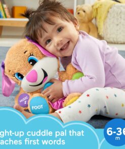 Fisher-Price Laugh & Learn Baby & Toddler Toy Smart Stages Sis Interactive Plush Dog with Music Lights & Learning Content for Ages 6+ Months 33 81HpGhYj1L