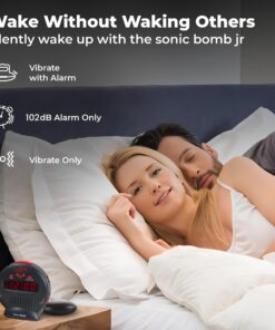 Sonic Alert Small Digital Alarm Clock with Battery Backup, Snooze, Full Range Brightness Dimmer, Outlet Powered Compact Clock for Bedrooms, Desk, Bedside, Simple to Operate (Black) Polished 16 81HqSV47oHL