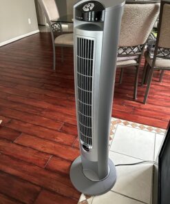 Lasko Oscillating Tower Fan, Remote Control, Timer, 3 Quiet Speeds, for Bedroom, Living Room and Office, 42", Silver, T42951 Silver T42951 47 81Hsx7KtLL