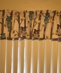 No. 918 Hoot Owl Print Semi-Sheer Rod Pocket Kitchen Curtain Valance, 56" x 14", Mocha Mocha Brown 56 in x 14 in 34 81HtdFlAL