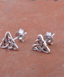 Rhodium Plated Sterling Silver Womens Irish Celtic Triquetra Triangle Stud Earrings - 0.27in 22 81Hu7n5OeOL