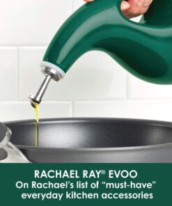 Alternative view of Rachael Ray Solid Glaze Ceramics EVOO Olive Oil Bottle Dispenser with Spout - 24 Ounce, Dark Green
