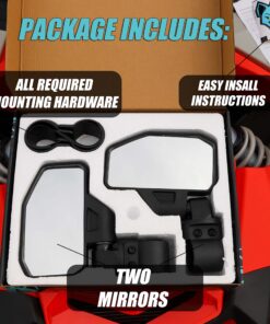 Chupacabra Offroad UTV Side Mirror Kit (2 Pack) Fits 1.6"- 2" Round Roll Cage Bar, Side UTV Mirrors w/Break Away & Adjustable Design - High Impact Shatter Proof Tempered Glass (Driver/Passenger Side) 34 81Hw0Mv3xL