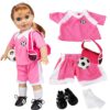 Dress Along Dolly 6pc Soccer Uniform 18" Doll Outfit w Soccer Ball- American Clothes & Accessories Set Includes Shorts, Shirt, Socks, Cleats, Sports Bag, & Ball- Perfect Holiday Girl Gift Set For Less 21 81HxysJ2pOL