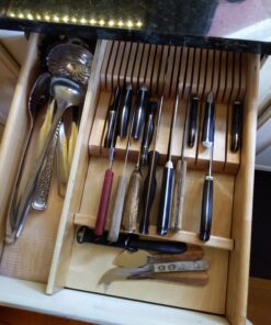 Rev-A-Shelf Dual Row Trim To Fit Knife Block Drawer Organizer with Storage Holder for Kitchen Utensils, 55 Slot Cutlery Tray, Wood, 4WDKB-1 Natural 42 81I cOCwAcL