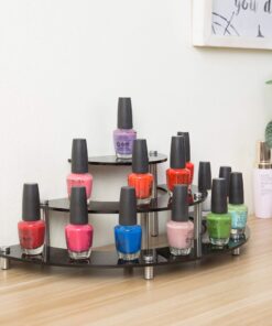 MyGift 6-Piece Set Black Acrylic Semicircle Server Cupcake Dessert Display Stand Shelves, Tabletop Collectible Product Showcase Risers Black (Set of 2) 11 81I0ErxKarL