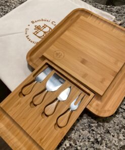 Charcuterie Boards Gift Set - Elegant Gifts for Women - Bambüsi Cheese Board Set with Serving Utensils - House Warming Gifts New Home, Wedding Gifts, Kitchen Gadget & Wine Gifts for Christmas 39 81I0YsAHDRL