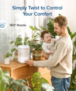 LEVOIT Top Fill Humidifiers for Bedroom, 2.5L Large Tank, Easy to Fill and Clean, 26dB Quiet Cool Mist Air Humidifier for Home Baby Nursery & Plants,Auto Shut-off and BPA-Free for Safety, 25H Runtime White 18 81I13M5dIeL