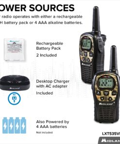 Midland LXT535VP3 FRS Walkie Talkie - Long Range Two Way Radio with NOAA Weather Scan + Alert Channel Scan, Silent Operation (Mossy Oak Camo, 2 Radios) Pair Pack - Black/Mossy Oak Camo Walkie Talkies 9 81I2KILYfTL