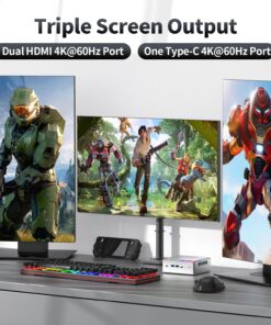 PELADN HA-4 Mini Gaming PC, AMD Ryzen 7 Mini PC Ryzen 7 7735HS Processor(8C/16T,Up to 4.75Hz), DDR5-4800 32GB RAM 512GB PCIe4.0 SSD. Triple 4K@60Hz Output, 2.5Gbps LAN/Wi-Fi6/BT5.2, USB-C & RGB. 18 81I2RdR1ZqL